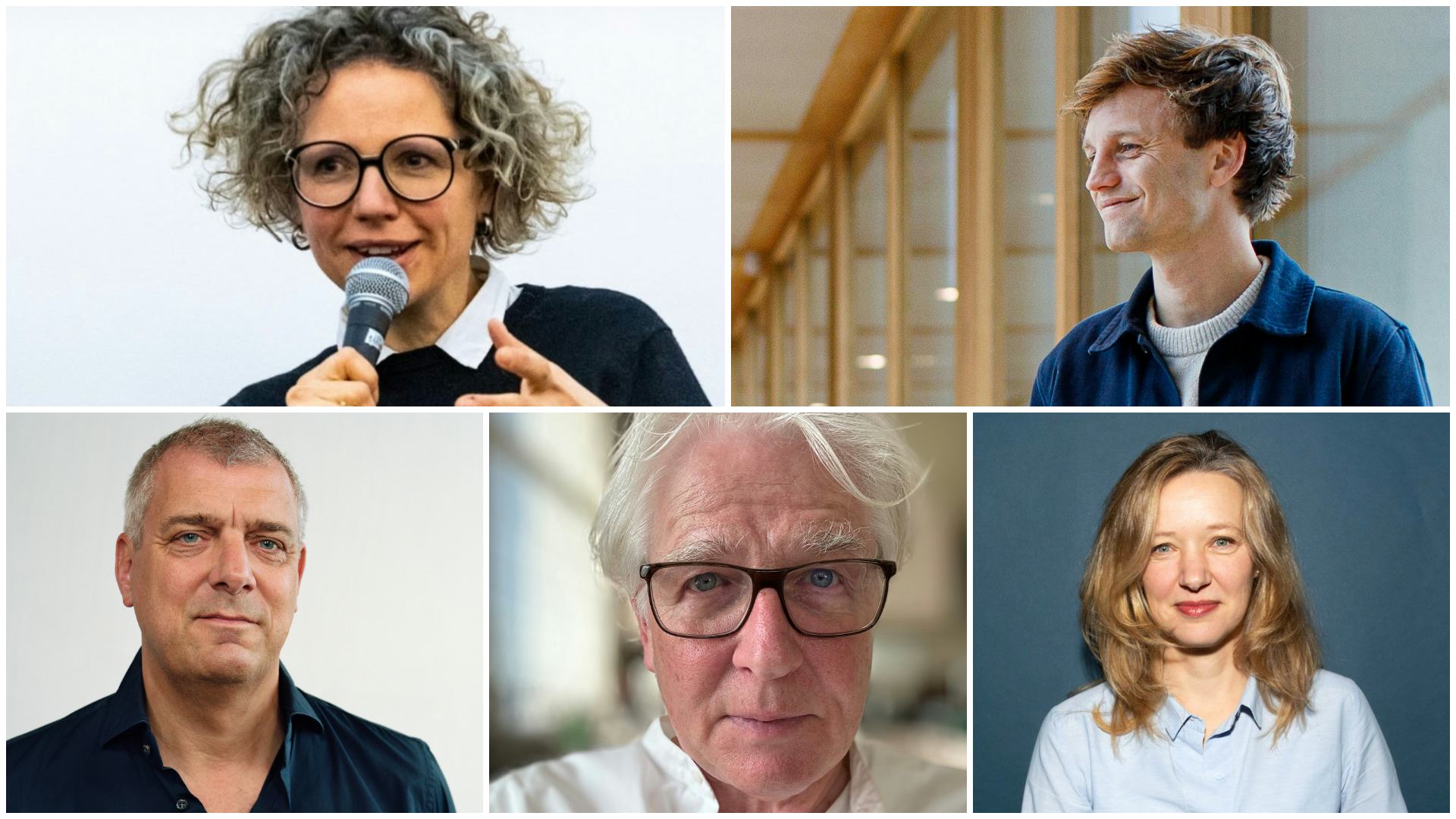 ARC25 Renovatie en Transformatie Award jury: vlnr Sofie De Caigny, Maarten van Kesteren, Jan Peter Wingender, Mark Pimlott en Floortje Keijzer