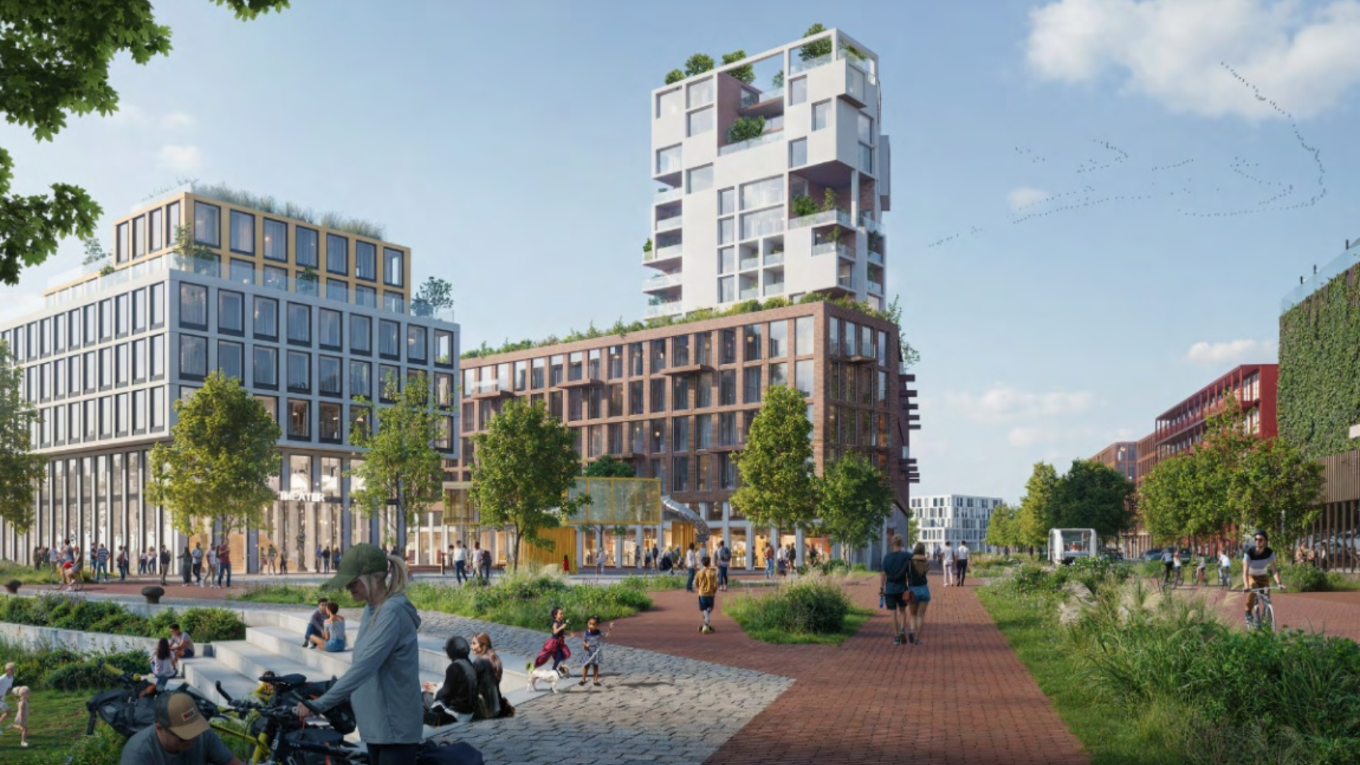 Impressie van het Antenneplein en de Havenallee. Beeld Vivid Vision / gemeente Rotterdam