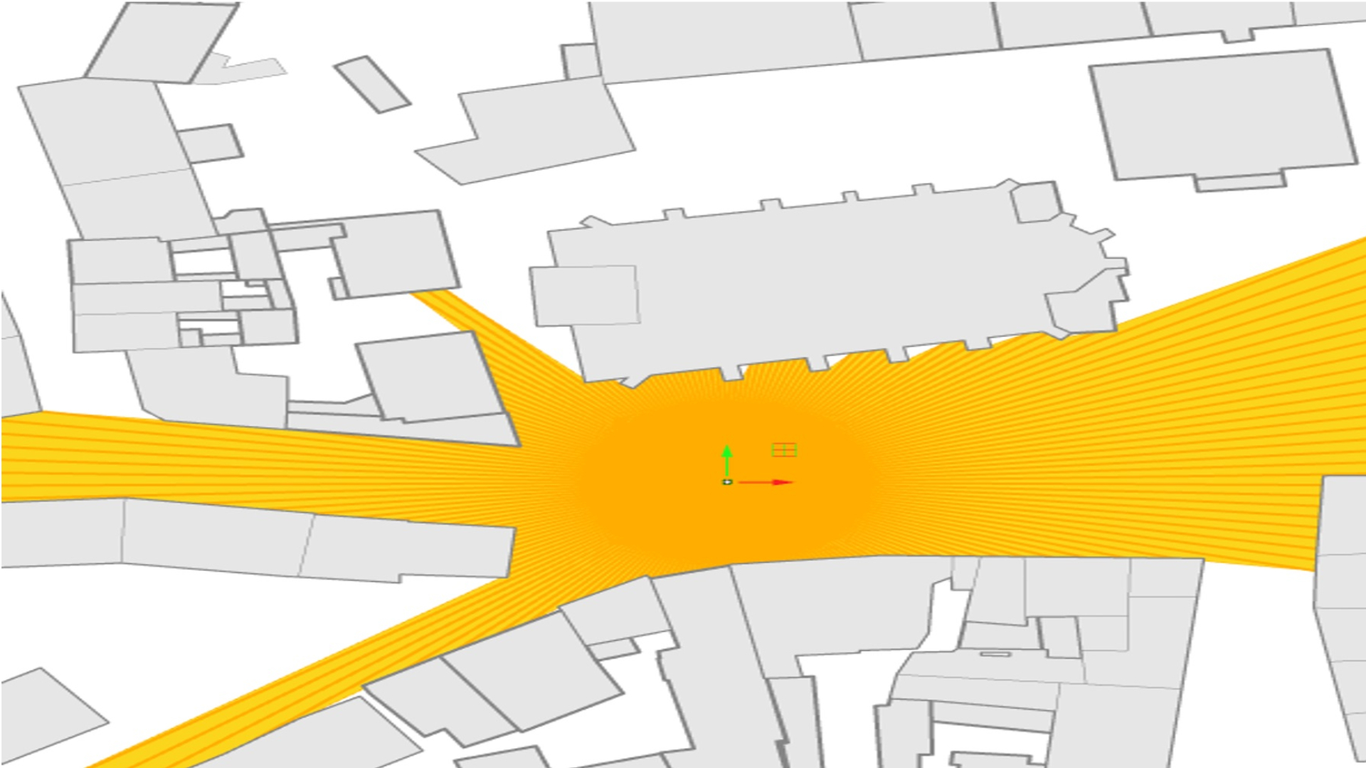 Studie isovist (zichtlijn) die verwijst naar het zichtbare gebied vanuit een bepaald punt in de ruimte. Beeld Feras Alsaggaf / TU Delft
