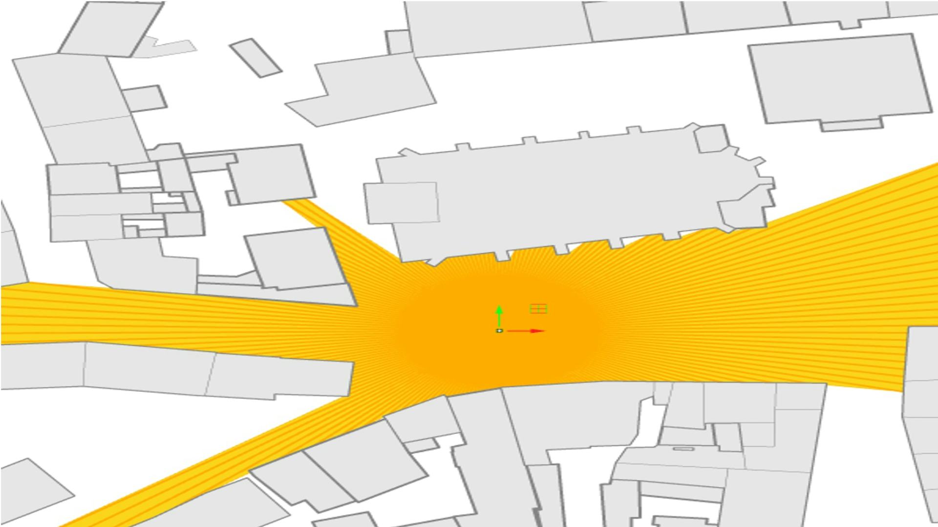 Studie isovist (zichtlijn) die verwijst naar het zichtbare gebied vanuit een bepaald punt in de ruimte. Beeld Feras Alsaggaf / TU Delft