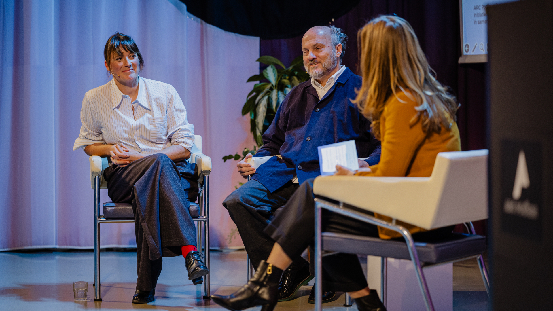 Saar Meganck, Willem Jan Neutelings en Merel Pit tijdens ARC25 Podium. Beeld David Meulenbeld