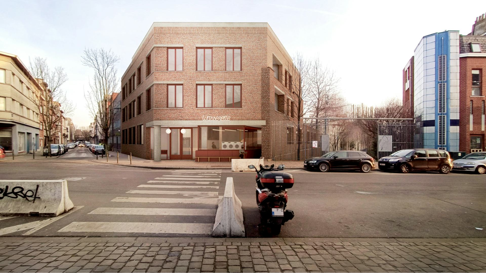 Render vanaf de Masuistraat. Beeld Beta en Kaderstudio