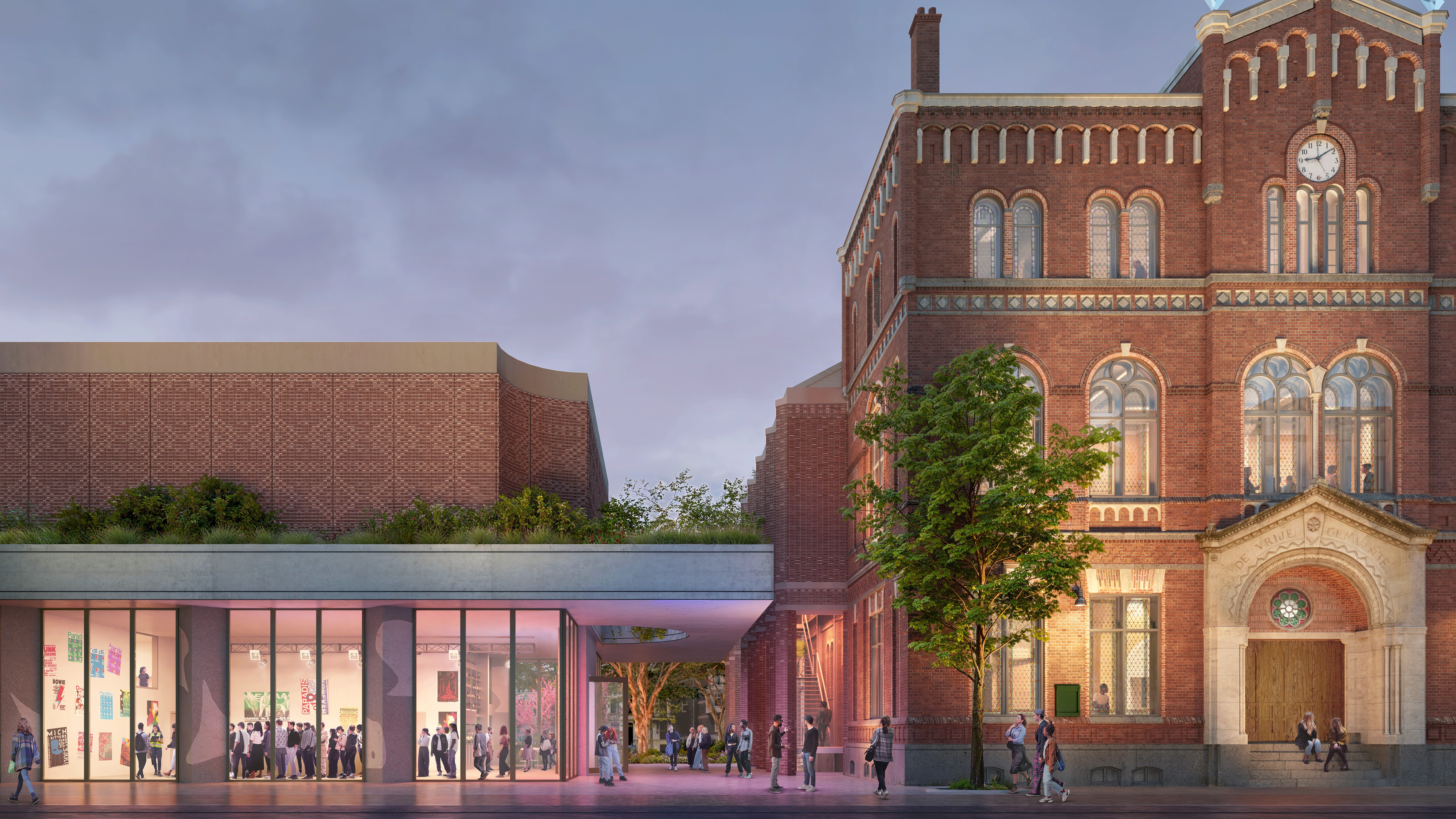 Impressie van Paradiso en nieuwbouw. Beeld Team Civic