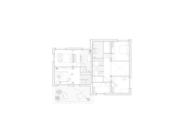 Tweede verdieping, geschakelde woning