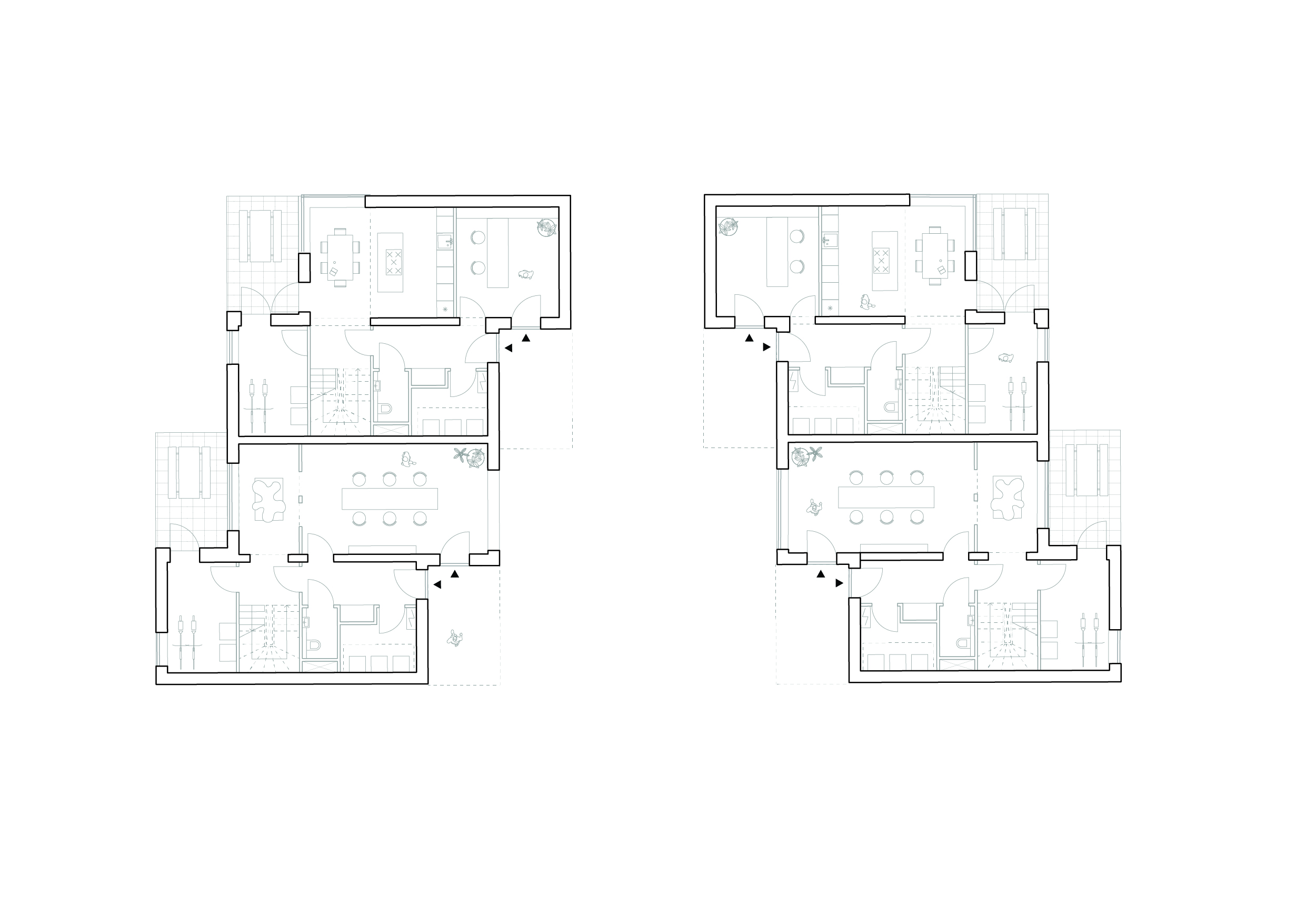 Begane grond, geschakelde woningen