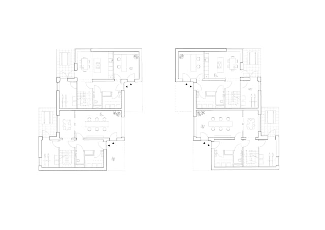 Begane grond, geschakelde woningen