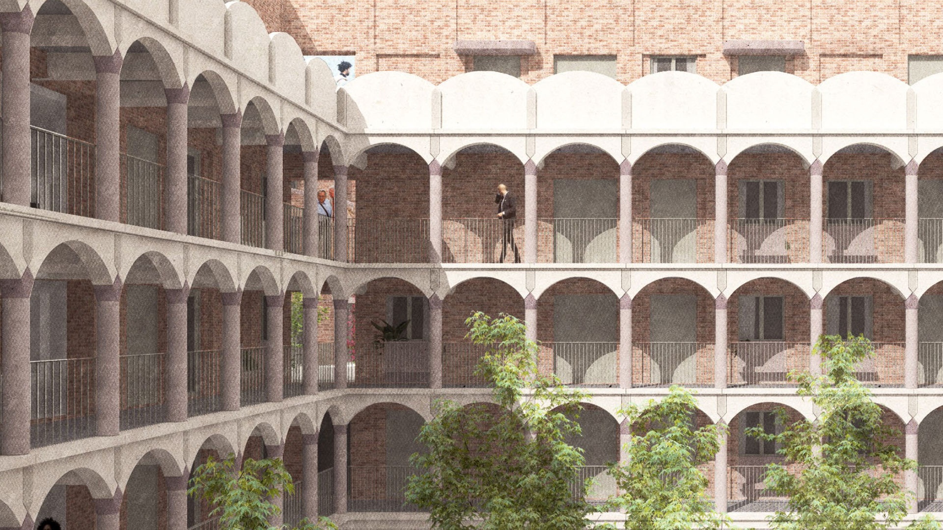 Galerijen Plashet Court Mansions in Londen Hackney door Stephen Taylor. Beeld Stephen Taylor Architects