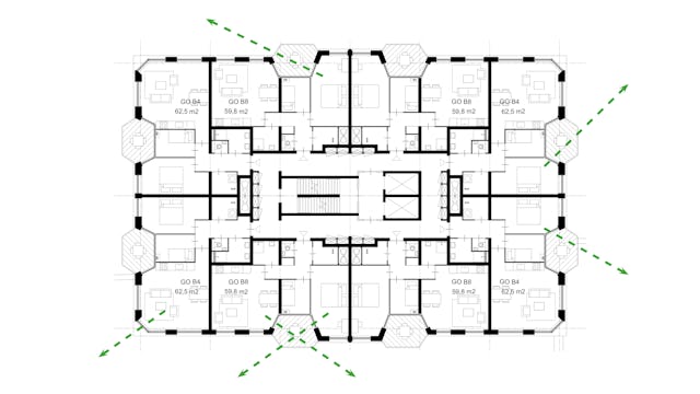 Plattegrond tiende verdieping. Beeld Bureau van Eig