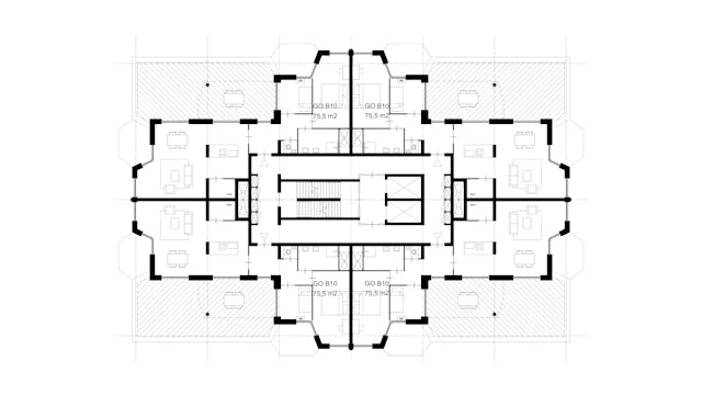 Plattegrond zestiende verdieping. Beeld Bureau van Eig