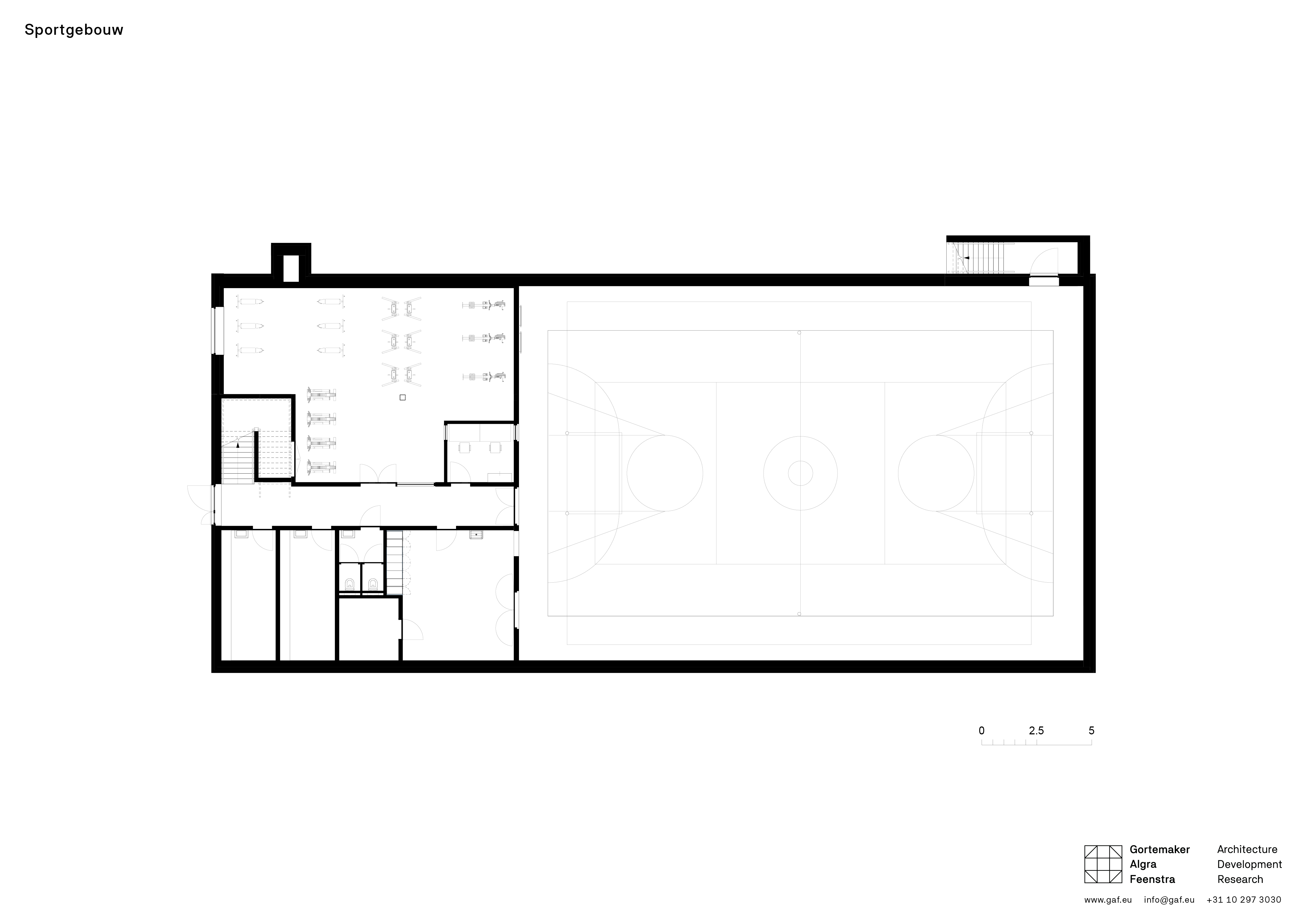 Plattegrond sportgebouw. Beeld Gortemaker Algra Feenstra