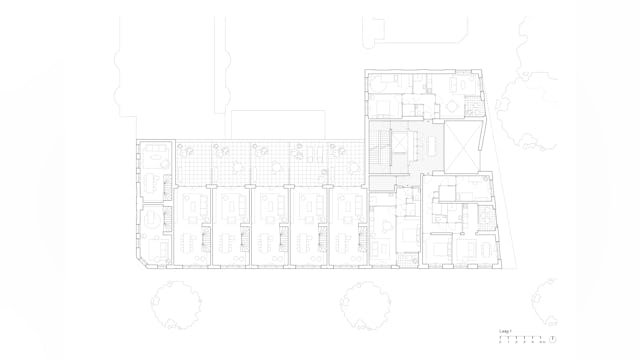 Plattegrond eerste verdieping. Beeld van Bergen Kolpa Architecten
