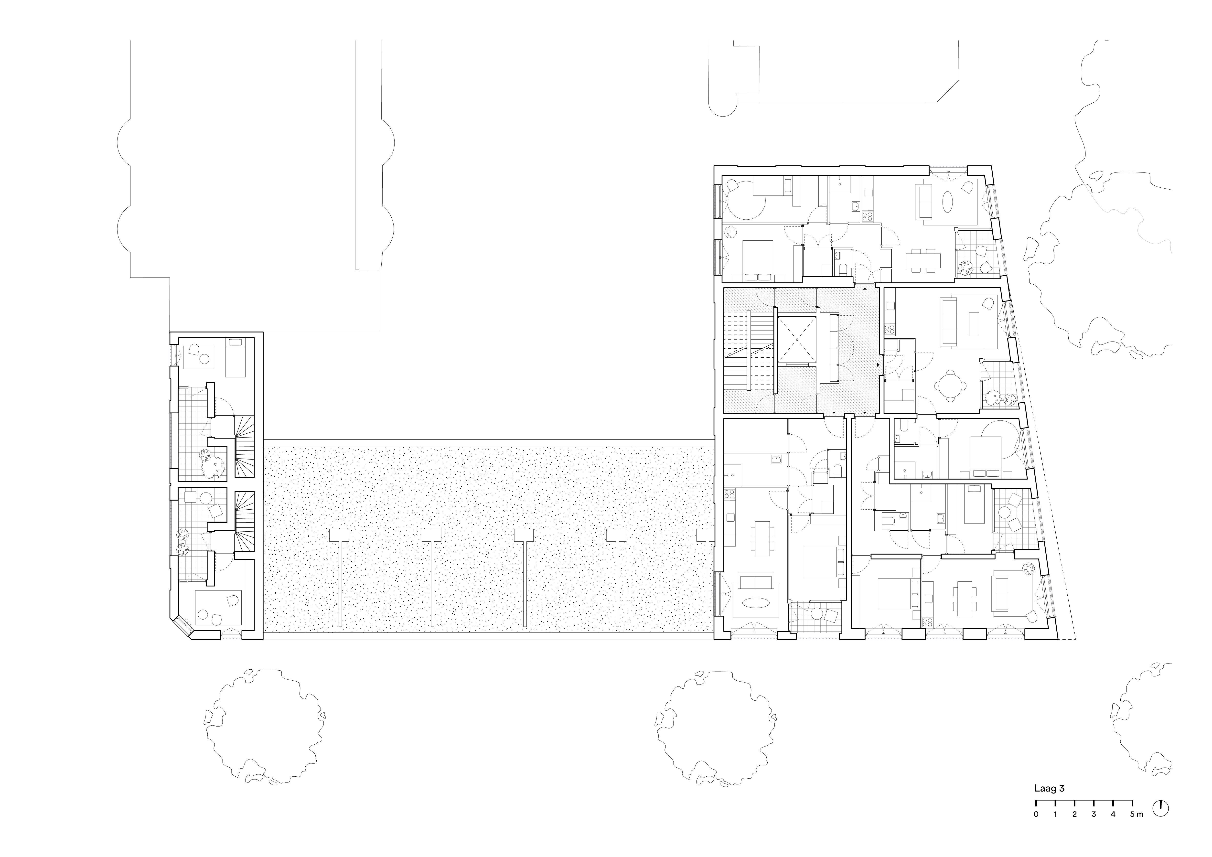 Plattegrond derde verdieping. Beeld van Bergen Kolpa Architecten