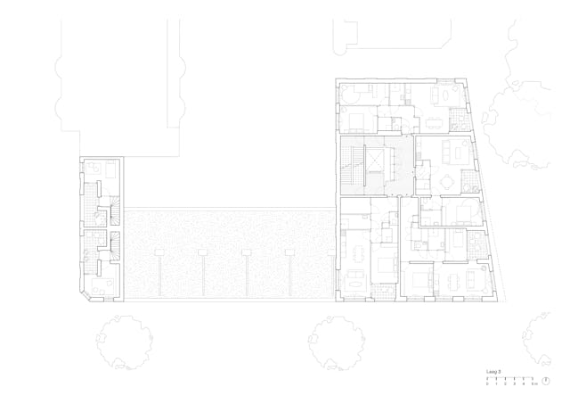 Plattegrond derde verdieping. Beeld van Bergen Kolpa Architecten