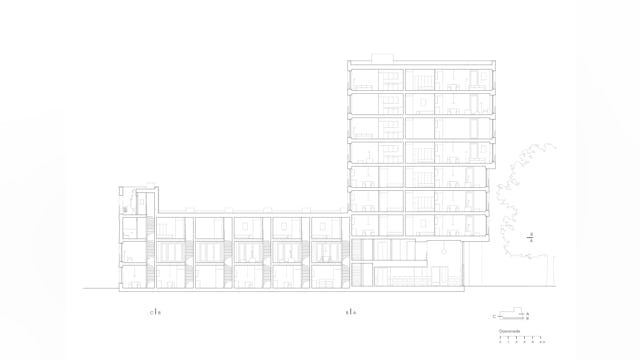 Doorsnede. Beeld van Bergen Kolpa Architecten