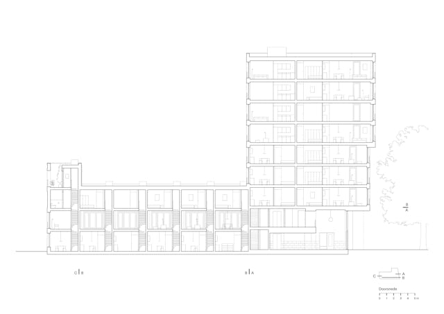 Doorsnede. Beeld van Bergen Kolpa Architecten