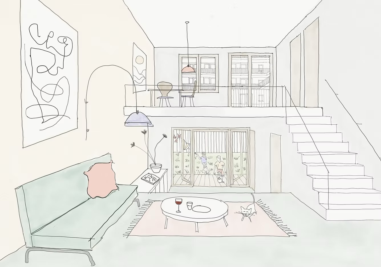 Interieur schets door bewoners. Beeld Raumplan