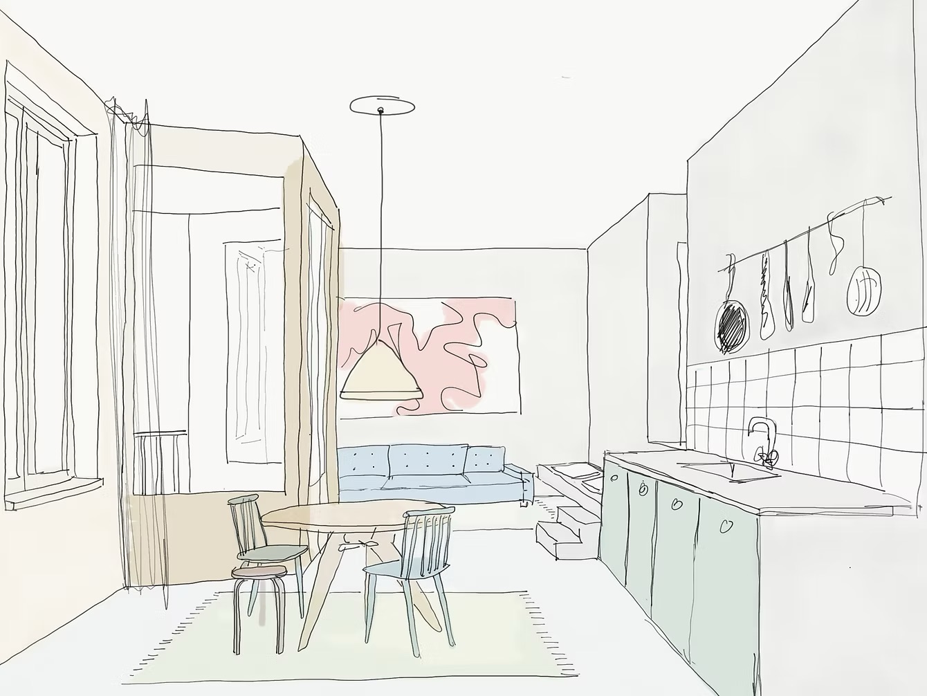 Interieur schets door bewoners. Beeld Raumplan