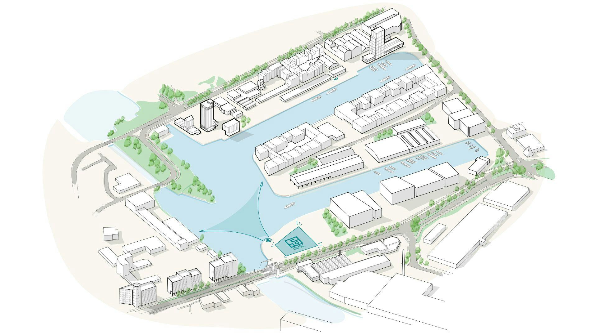 Locatie van het nieuwe collectiecentrum in Deventer. Beeld cepezed