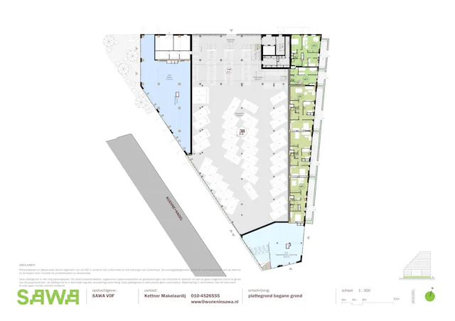 Plattegrond begane grond. Beeld Mei architects and planners