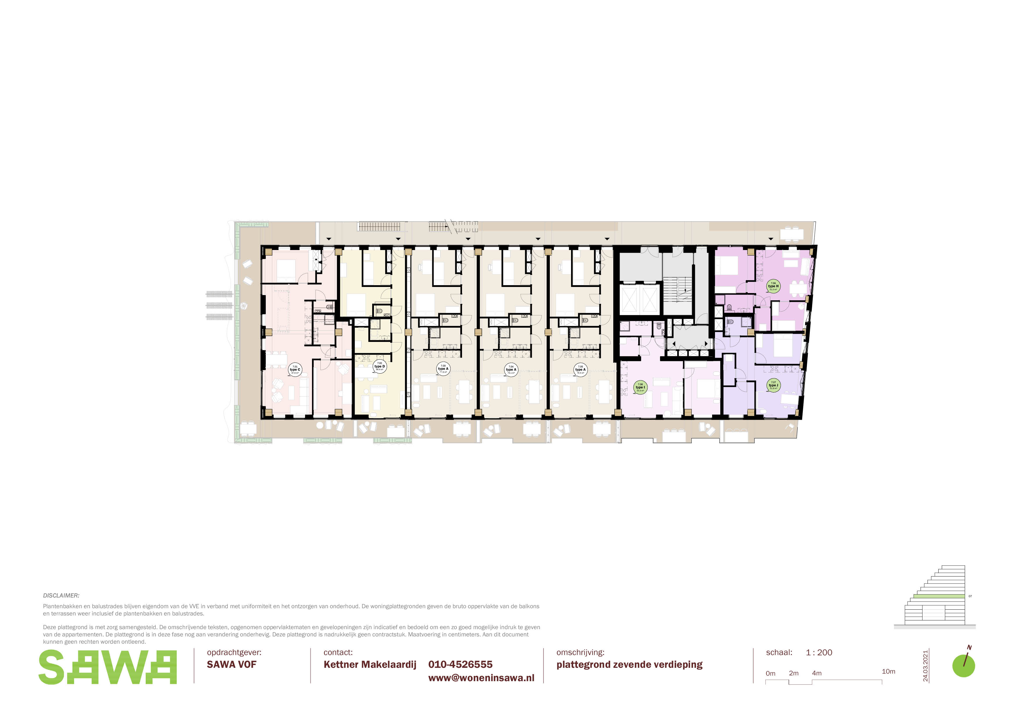 Plattegrond zevende verdieping. Beeld Mei architects and planners