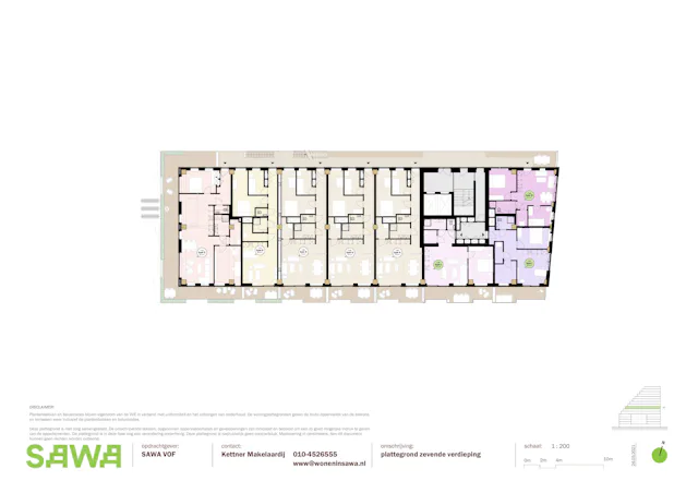 Plattegrond zevende verdieping. Beeld Mei architects and planners