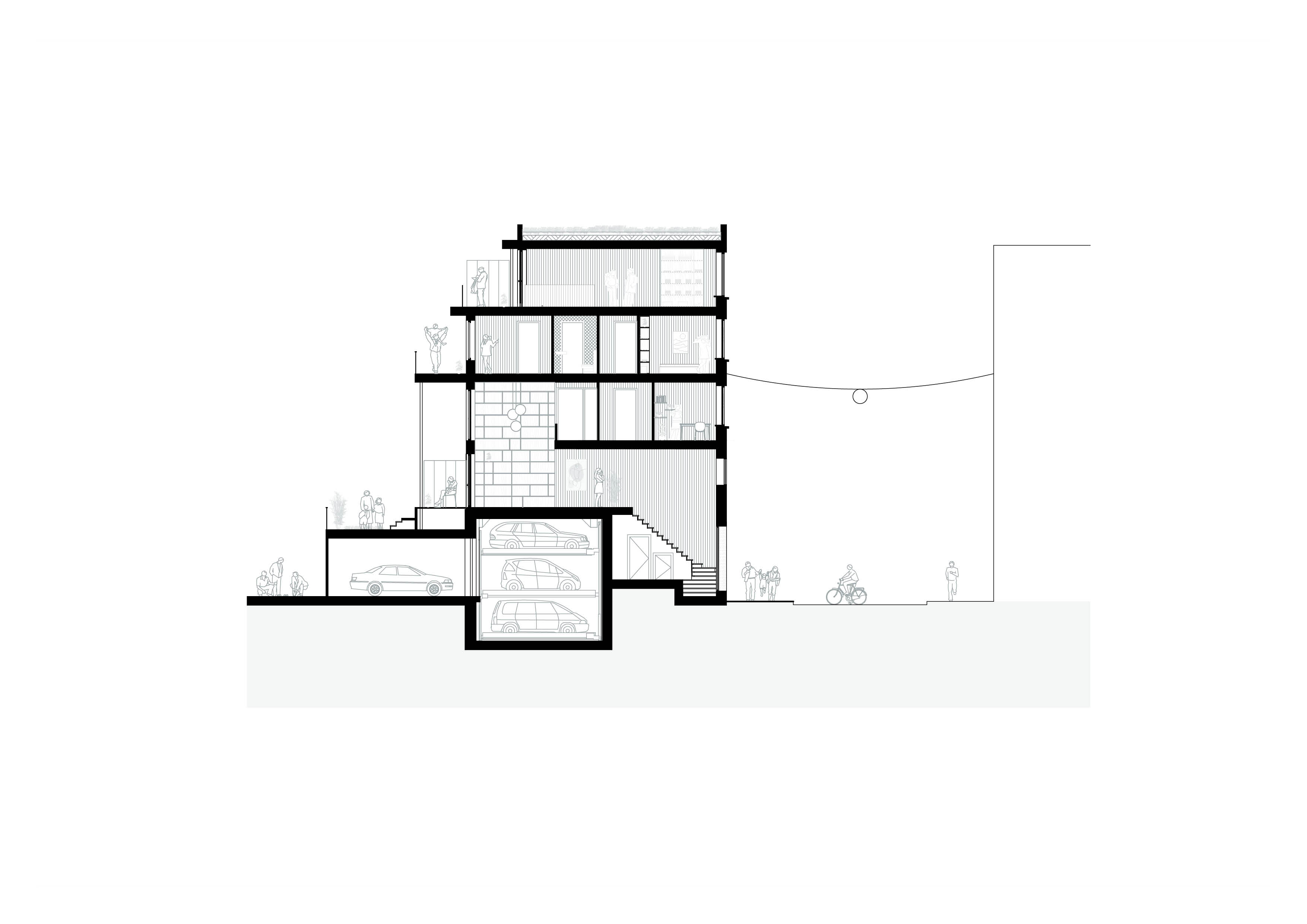 Doorsnede straat. Beeld Raumplan