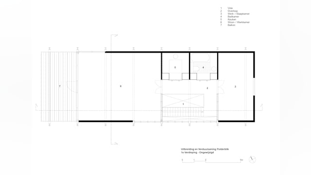 Plattegrond eerste verdieping - bestaande situatie. Beeld Wolter Kroeze Architect