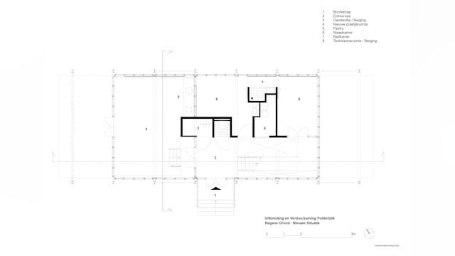 Plattegrond begane grond - nieuwe situatie. Beeld Wolter Kroeze Architect