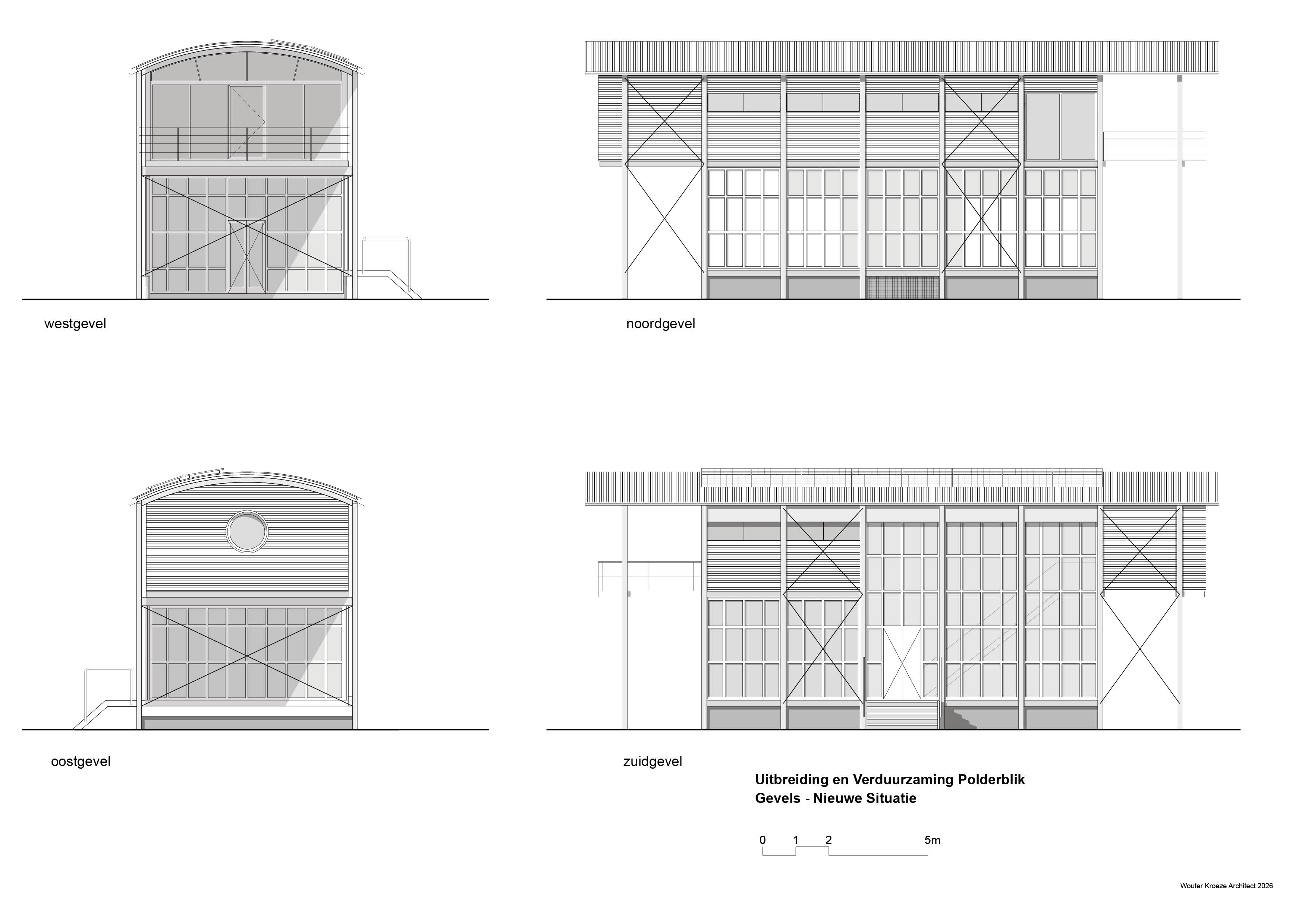 Gevels - nieuwe situatie. Beeld Wolter Kroeze Architect