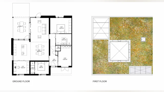 Plattegrond begane grond en eerste verdieping. Beeld Bygg Architecture & Design