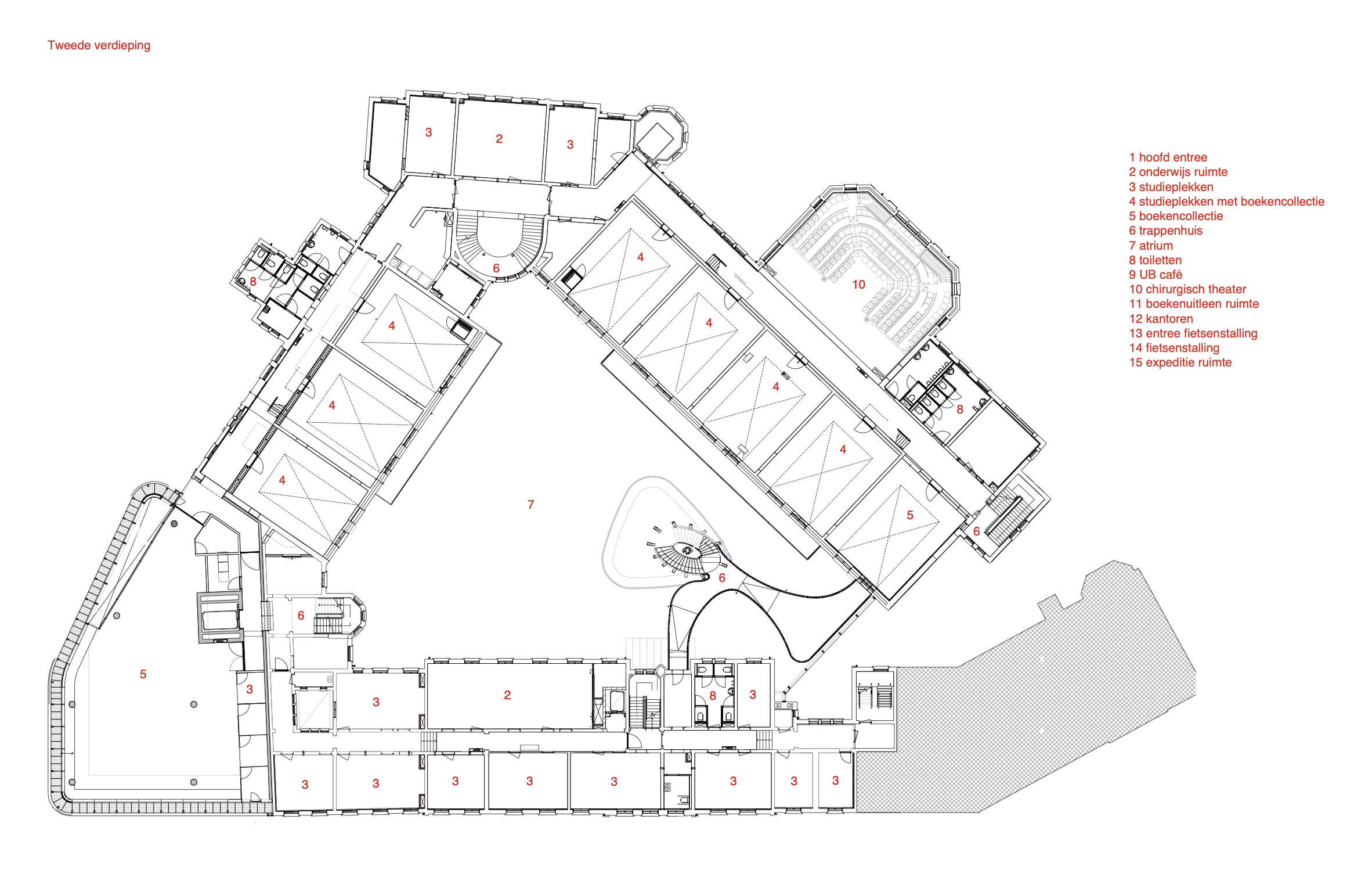 Plattegrond tweede verdieping. Beeld MVSA Architects en Buro van Stigt
