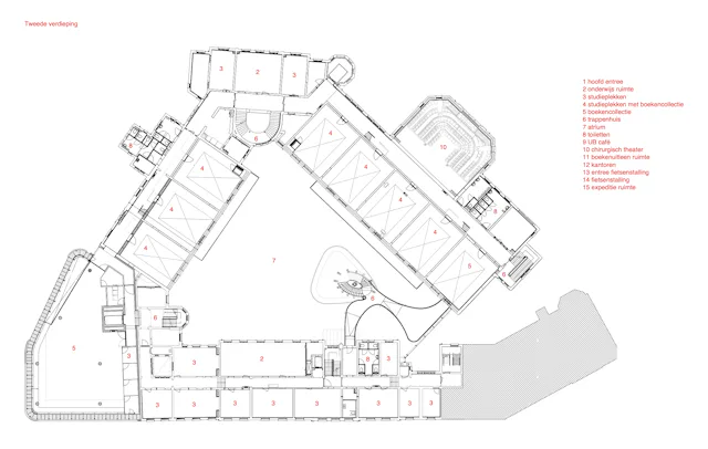 Plattegrond tweede verdieping. Beeld MVSA Architects en Buro van Stigt