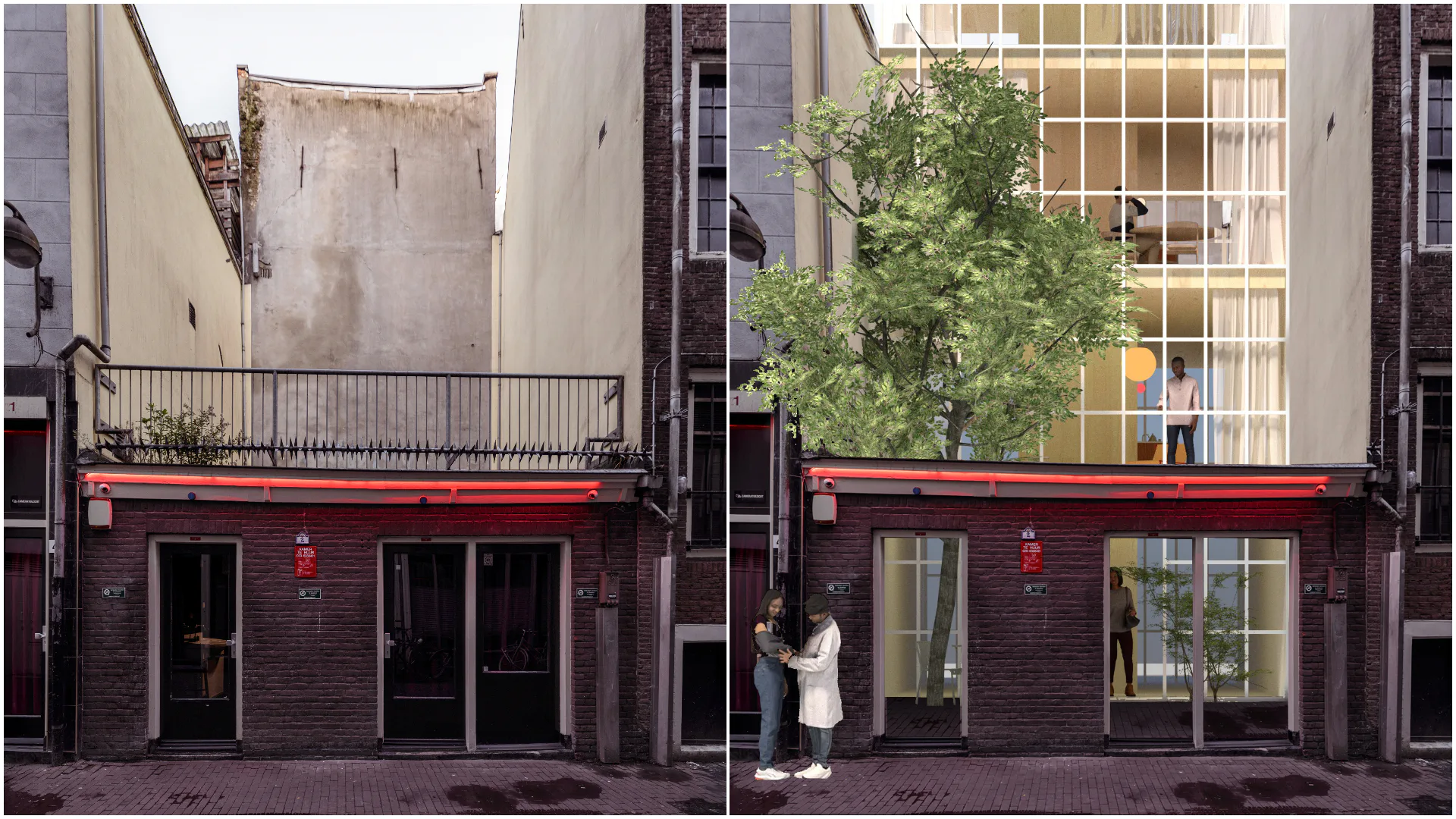 Gat in Wallengebied. Beeld Anna Odulinska (l). Ontwerpen onderzoek voor 'opwallen'. Beeld HOH Architecten