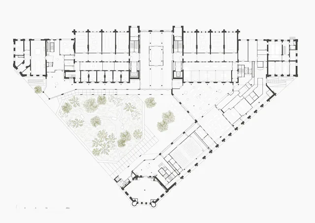 Plattegrond begane grond. Beeld Sergison Bates architects