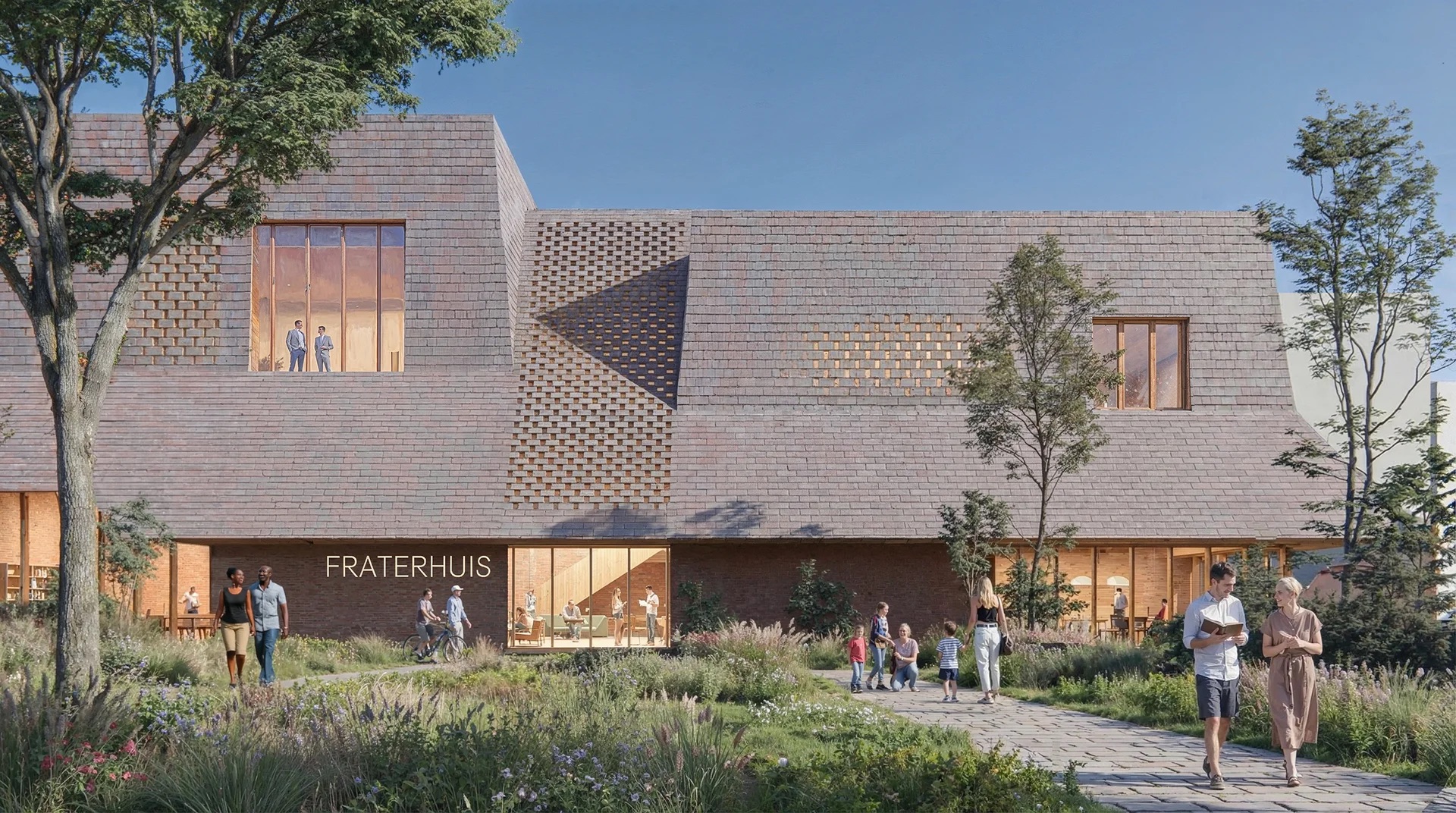 Schetsontwerp van het nieuwe Fraterhuis. Beeld Mecanoo Architecten