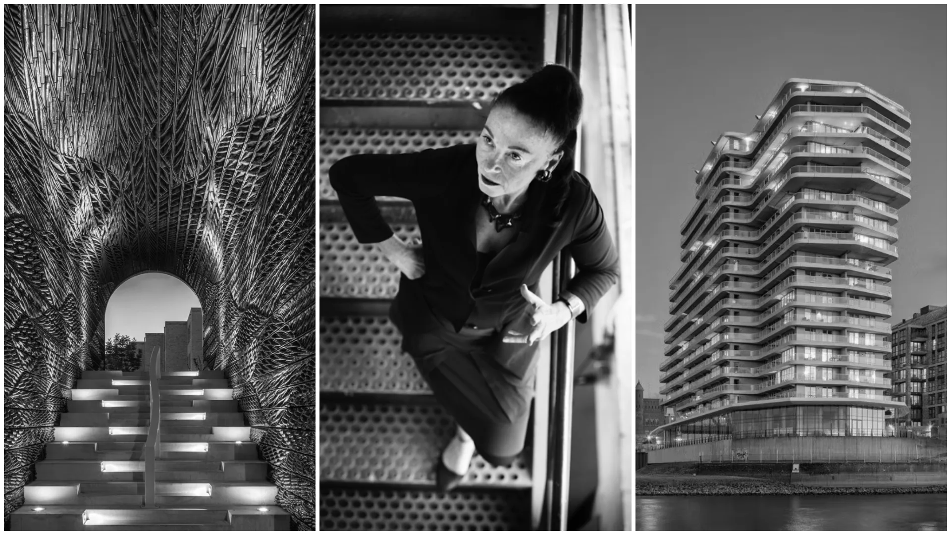 V.l.n.r.: Poortmeesters Delft door Vera Yanovshtchinsky architecten, beeld Sjaak Henselmans. Vera Yanovshtchinsky, beeld Mylene Siegers. Lunet Nijmegen door Vera Yanovshtchinsky architecten, beeld Ronald Tilleman