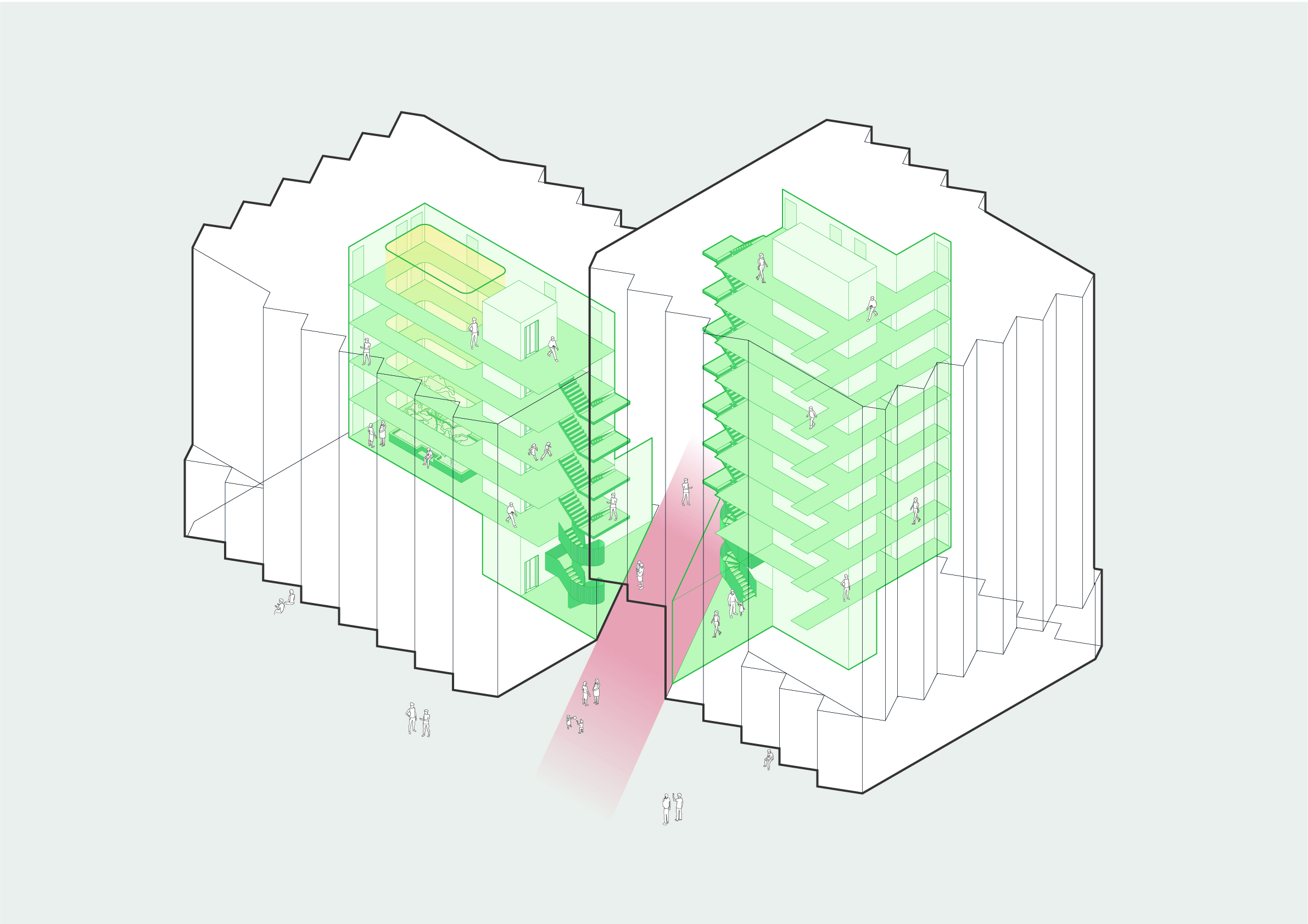Diagram ontsluiting. Beeld Arons en Gelauff