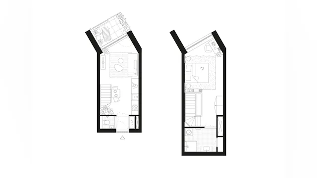 Plattegrond maisonnette. Beeld Arons en Gelauff