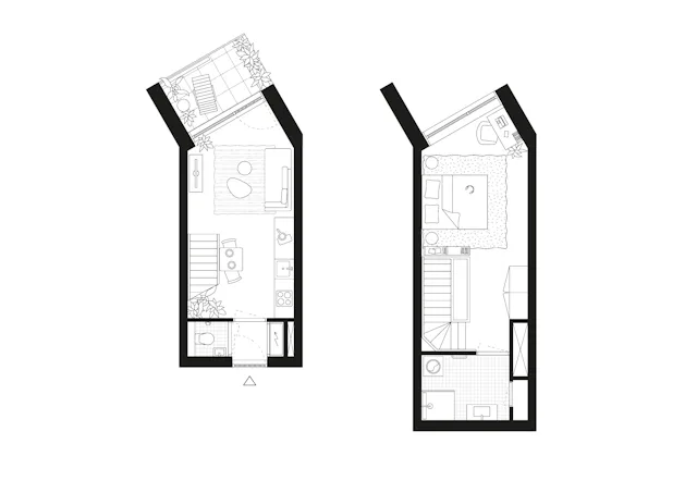Plattegrond maisonnette. Beeld Arons en Gelauff