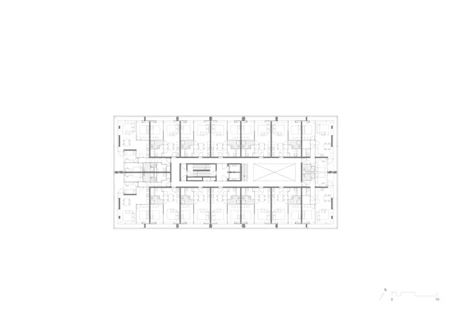 Plattegrond eerste tot en met vierde verdieping. Beeld Atelier Kempe Thill