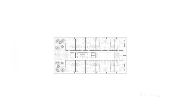 Plattegrond vijfde verdieping. Beeld Atelier Kempe Thill