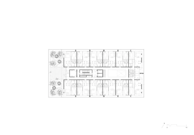 Plattegrond vijfde verdieping. Beeld Atelier Kempe Thill
