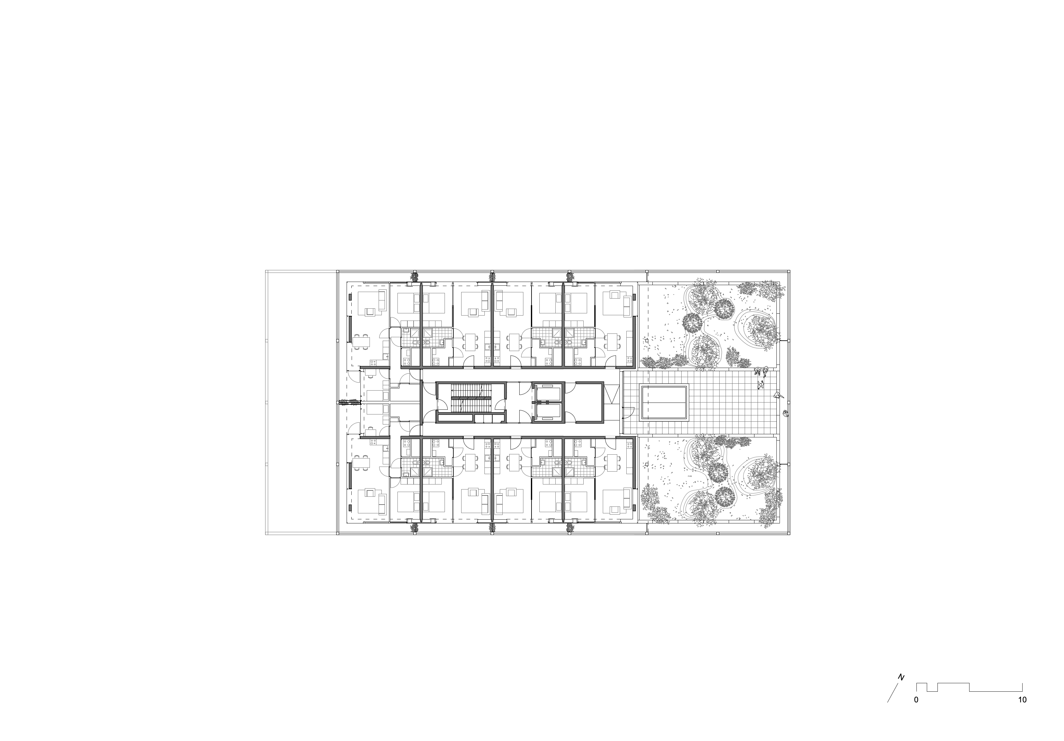 Plattegrond zesde verdieping. Beeld Atelier Kempe Thill