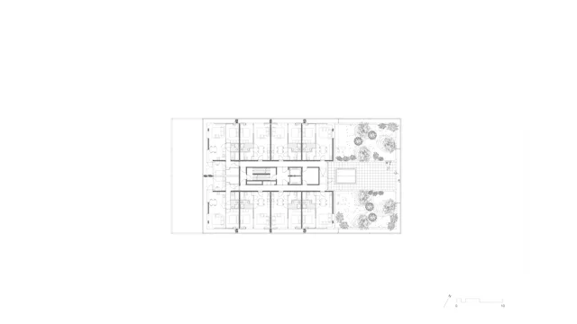 Plattegrond zesde verdieping. Beeld Atelier Kempe Thill