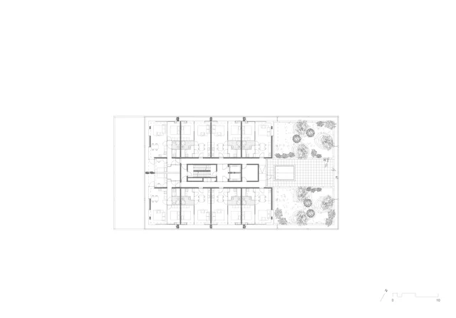 Plattegrond zesde verdieping. Beeld Atelier Kempe Thill