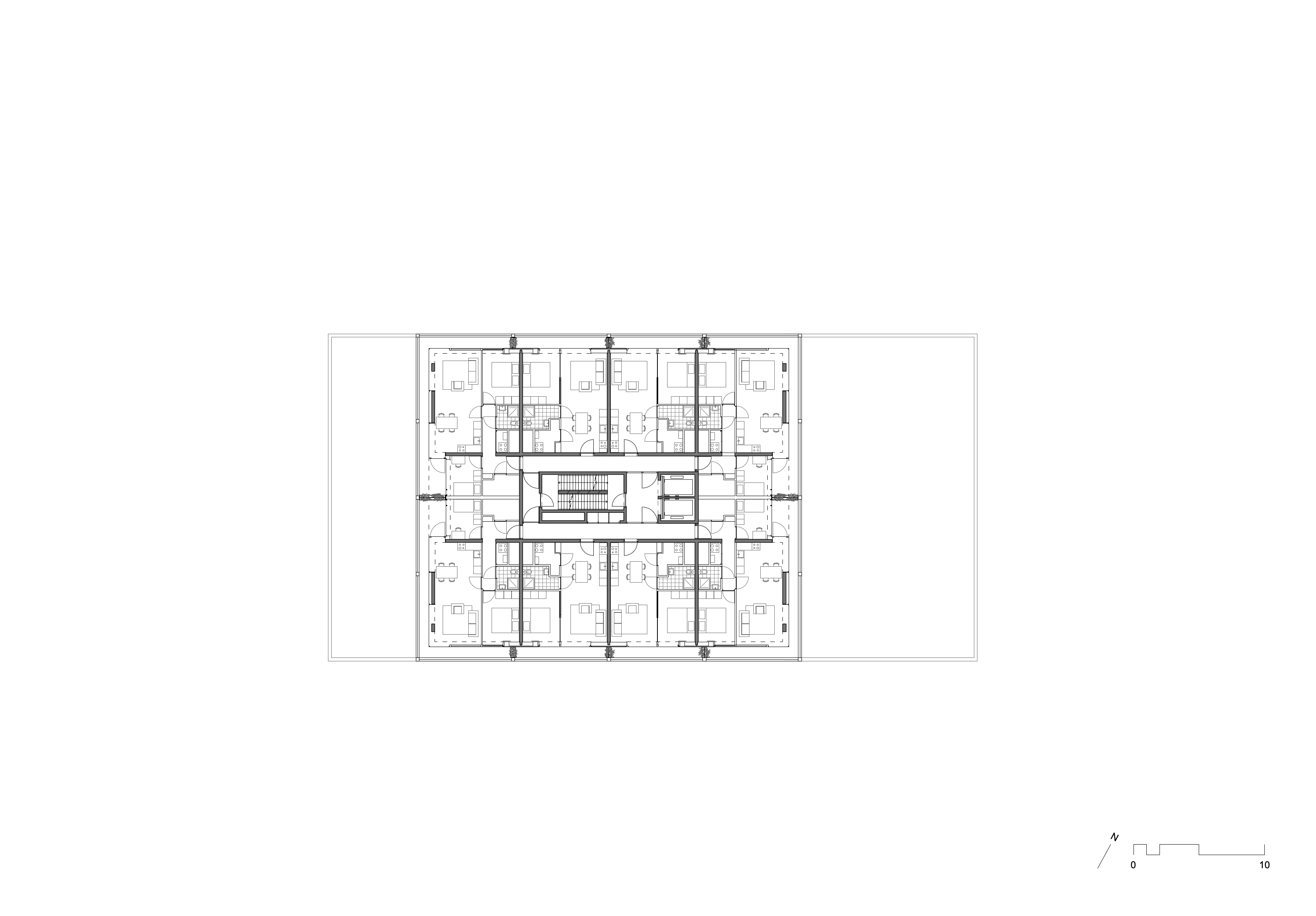 Plattegrond zevende tot en met veertiende verdieping. Beeld Atelier Kempe Thill