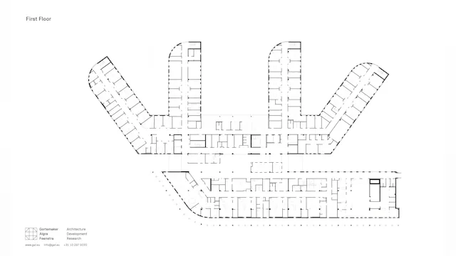 Plattegrond eerste verdieping. Beeld Gortemaker Algra Feenstra architects