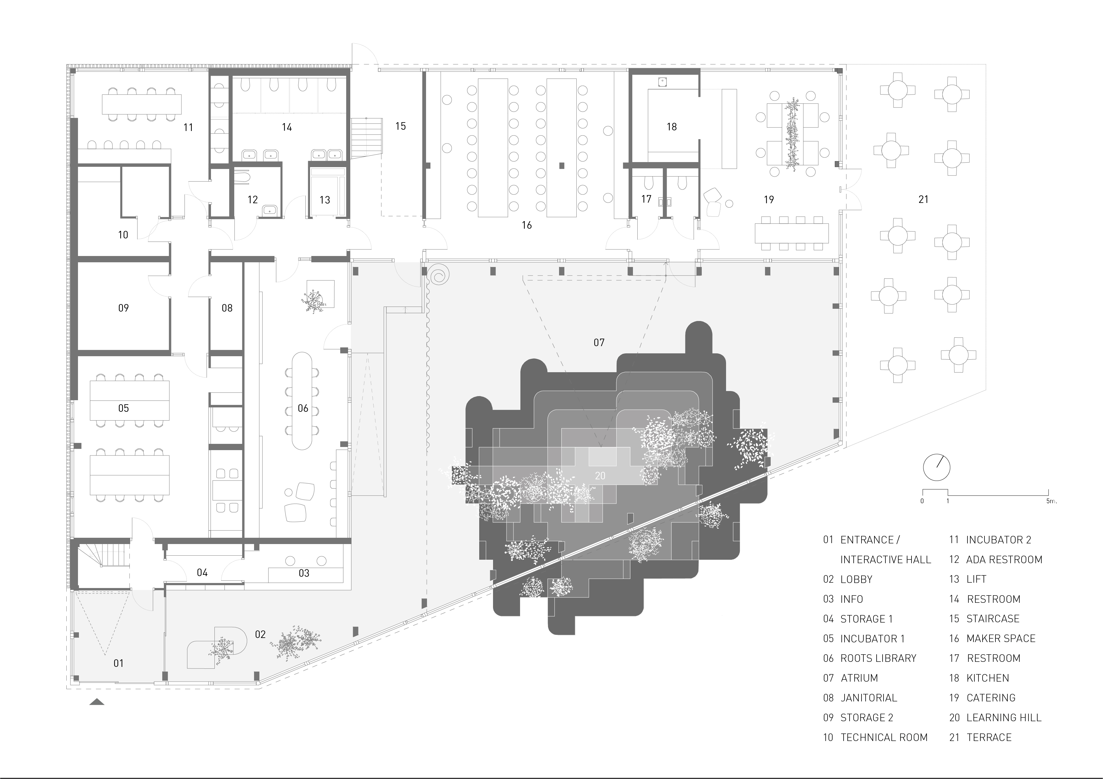Plattegrond eerste verdieping. Beeld A-W-R, Matter Makers, BA-Z studio