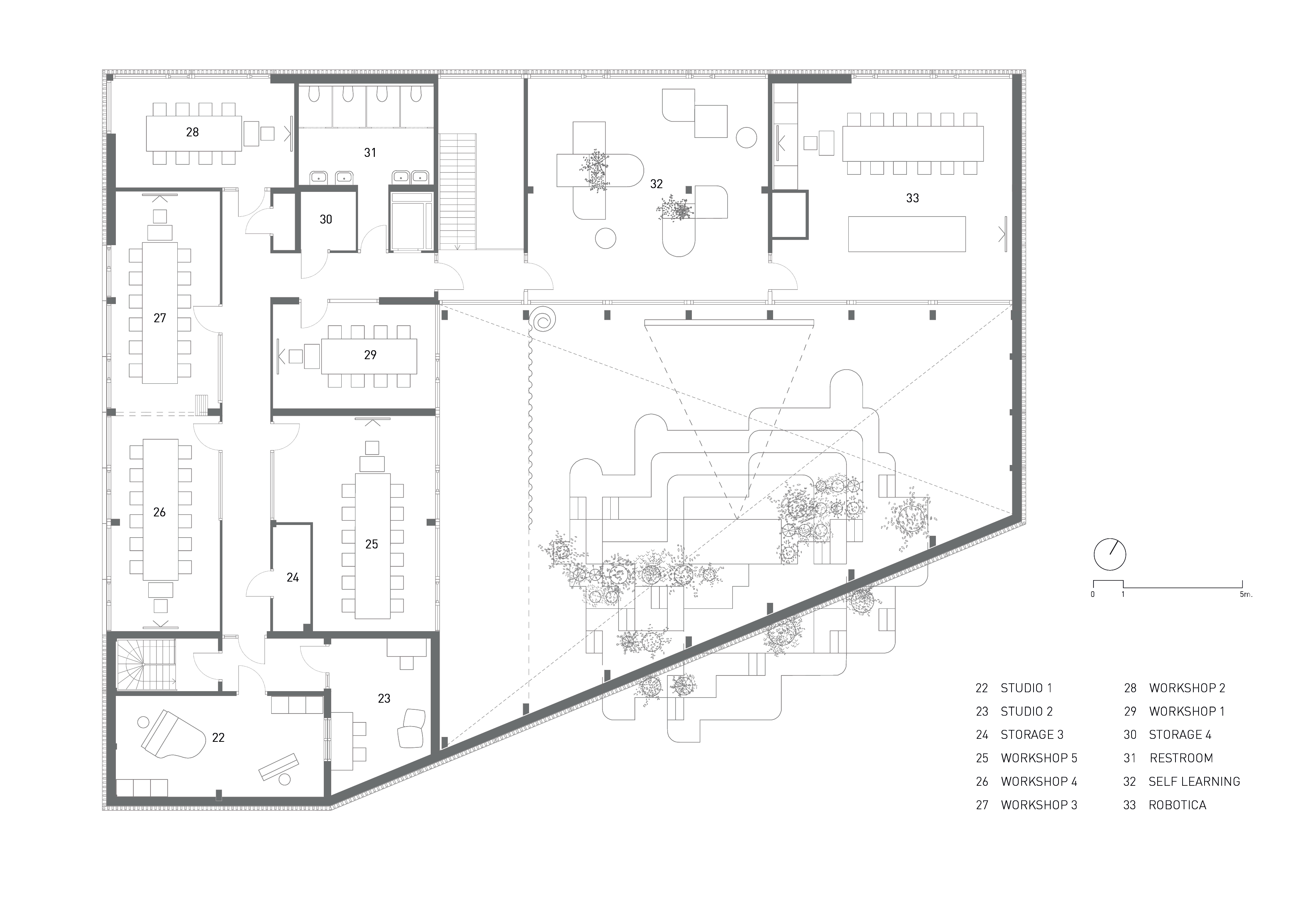 Plattegrond begane grond. Beeld A-W-R, Matter Makers, BA-Z studio