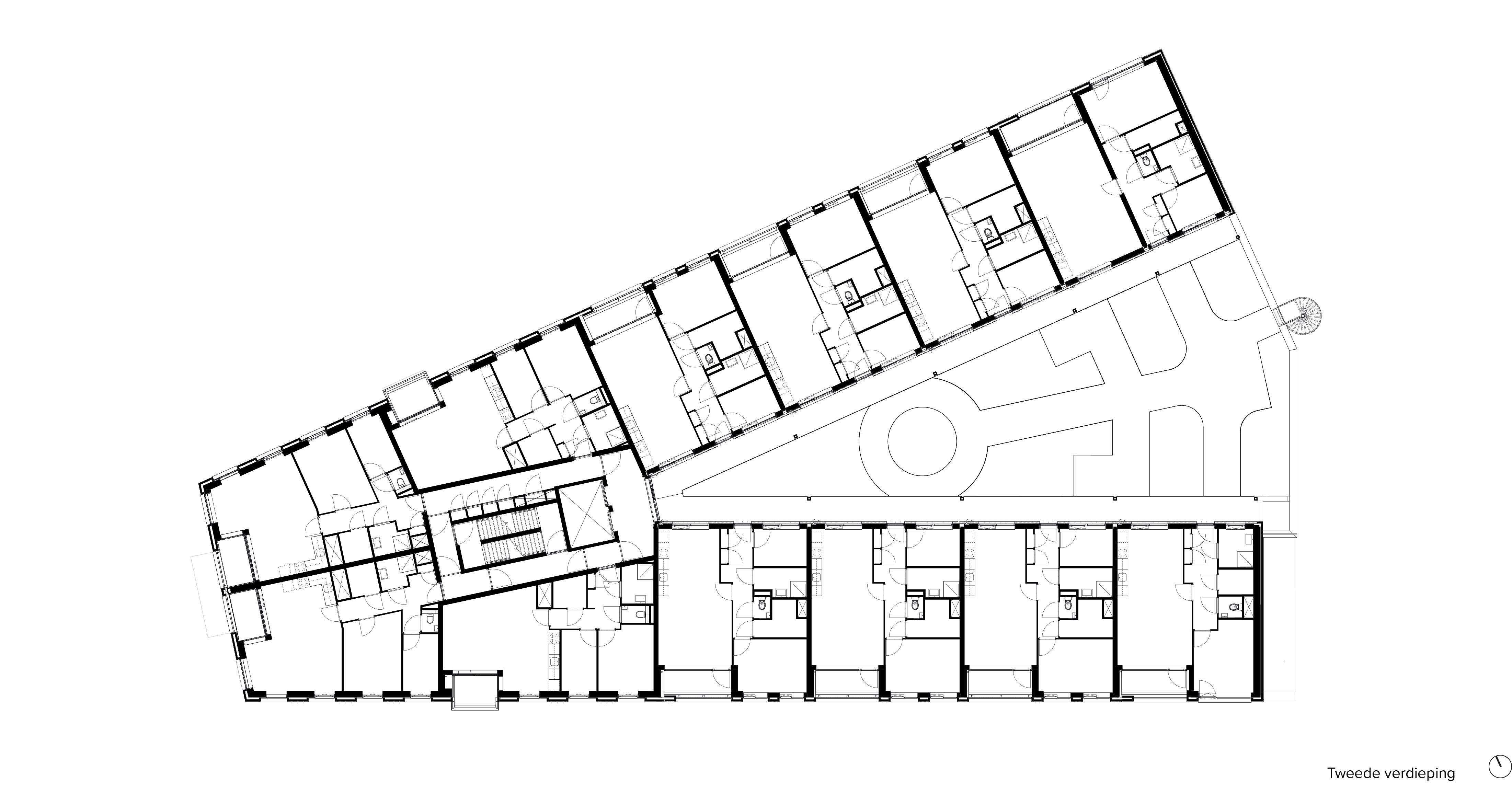 Plattegrond tweede verdieping. Beeld Paul de Ruiter Architects